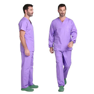 Ensembles de Blouses Médicales Personnalisées Extensibles et Antibactériennes pour Infirmières, Manches Courtes, Unisexe, Vente en Gros - Product Image 1
