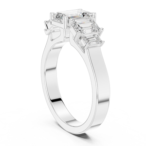 Sterling <b>Silver</b> Five-Stone <b>Emerald</b> Moissanite Engagement <b>Ring</b> | Multi-Stone Wedding <b>Ring</b> for Women - Product Image 4