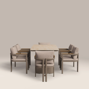 Ensemble de salle à manger moderne avec table rectangulaire et six chaises à dossier solide pour l'ameublement de la maison - Product Image 3