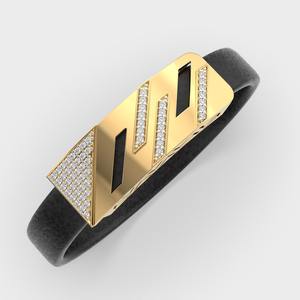 Pulsera de Lujo para Hombre con Placa Geométrica de Diamante Cultivado en Laboratorio, Chapada en Rodio, en Oro Rosa/Amarillo/Blanco de 14K - Product Image 5