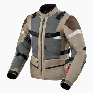 Chaqueta de Motociclista para Hombre Color Caqui con Bloques de Color, Transpirable, con Cuello Alto y Cremallera - Product Image 1