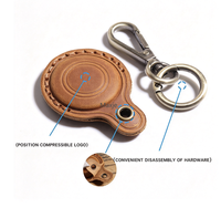 Étui de protection porte-clés pour traceur GPS anti-perte, support de traceur en cuir de vachette vintage avec mousqueton détachable pour le camping