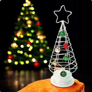 Premium White Metal Wire Christmas <b>Tree</b> Figurine with Star Top Lighted <b>Tabletop</b> Sculpture Modern Minimalist Holiday Decor - Product Image 4