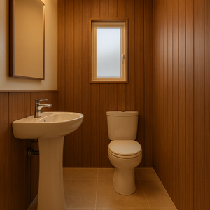 Panneaux en PVC modernes de luxe à rainures et languettes, imperméables, ignifuges, anti-termite, finition satinée, pour entrepôt, maison, escalier, salle de bain - Product Image 1