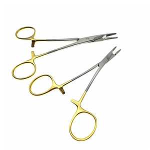 Portaagujas con tijeras, 1 unidad, acero inoxidable, 12,5 cm, 14 cm, mango dorado, pinza quirúrgica, instrumento médico profesional - Product Image 4