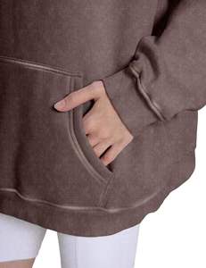 Fabricant Professionnel – Sweat à Capuche Femme Vintage Délavé à l'Acide, Manches Longues, Style Décontracté Streetwear, 500 g/m², Coupe Ample et Décontractée, Personnalisation en Gros OEM - Product Image 5
