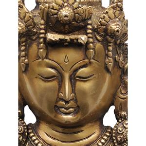 Masque mural Tara de déesse bouddhiste en laiton fait à la main de 10 pouces fabriqué en Inde pour les cadeaux - Product Image 1