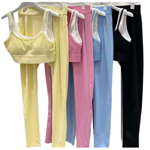 Ensemble 2 pièces de leggings de yoga OLA Style pour femme, écologiques, respirants, imprimés, color block, taille élastique, en nylon/coton - Product Image 4