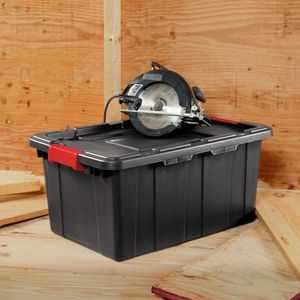 Lot de 6 bacs de rangement industriels en plastique noir robuste de 15 gallons avec couvercles pour l'organisation des placards et des salles de bain - Product Image 4