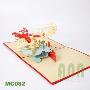 Best Selling Custom 3D Laser Cut Handmade Santa Sky Design <b>Paper</b> Greeting Cards Souvenir Merry Christmas Birthdays Weddings UV - Product Image 1