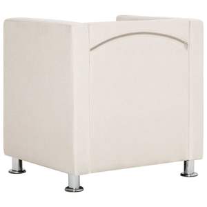 Fauteuils rembourrés en polyester crème avec structure en bois et pieds chromés pour salon - Product Image 5
