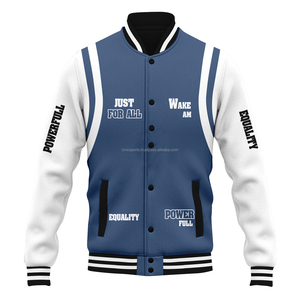 Custom <b>Men</b> Wool Blend Windproof Henry Collar Varsity <b>Jacket</b> <b>White</b> Faux Leather Sleeve Chenille Streetwear Letterman - Product Image 5
