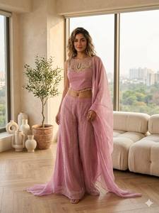 Premium Roman Choli Intricate Embroidery Sequin Work Stretchable Sun Protection Quick Dry <b>Ankle</b>-Length Women's Party Wedding - Product Image 2