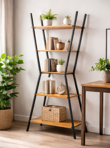 ชั้นวางของโลหะ 5 ชั้นสำหรับอุตสาหกรรม โครงเหล็กสีดำ ชั้นวางแบบเปิดทันสมัย แข็งแรงทนทาน สำหรับห้องนั่งเล่น สำนักงาน และอุปกรณ์ต่างๆ - Product Image 4