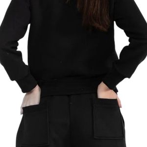 <b>Women's</b> <b>Black</b> Crew Neck Long Sleeve Cropped <b>Sweatshirt</b> Fitted Casual Top with Elastic Waist Detail Minimalist Everyday Activew - Product Image 5