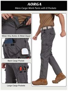Pantalones Rectos y Cargo para Hombre, Pantalones de Senderismo Casuales con Múltiples Bolsillos, Ropa de Senderismo para Exteriores, Pantalones de Talla Grande para Hombre - Product Image 5
