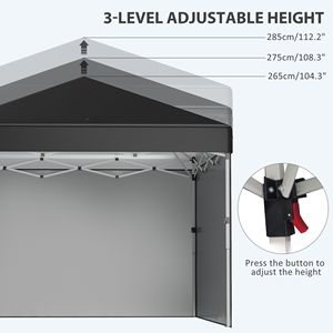 Gazebo Pieghevole 3x3m con 3 Pareti Laterali, Altezza Regolabile, per Giardino e Patio, con Sacchi di Peso per le Gambe, per Trasporto Cappotti da Donna - Product Image 5