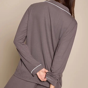 Conjunto de Pijama de Satén 100% Algodón para Mujer, Ropa de Dormir Informal y Moderna para el Hogar, Conjunto de 2 Piezas, Largo, Suave - Product Image 2