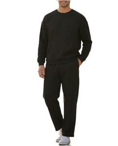 Ensemble pantalon et sweat-shirt en molleton rose uni pour homme, col roulé, vêtements d'hiver formels, 100% coton tricoté respirant 380g, confortable - Product Image 4