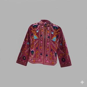 Chaqueta Boho de terciopelo bordada para mujer, hecha a mano, de algodón, estilo étnico, corta, para venta al por mayor en boutiques, festivales y resorts. - Product Image 3
