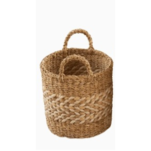 Paniers de rangement pliables en jute et jonc de mer tressés à la main, écologiques, avec poignées et doublure imperméable, lot de 3 pour l'organisation et la décoration intérieure - Product Image 3