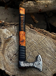 Custom Handmade Engraved Viking Bearded Tomahawk | Hand Forged High Carbon Steel <b>Axe</b> Rose Wood <b>Handle</b> | Industrial OEM ODM - Product Image 3