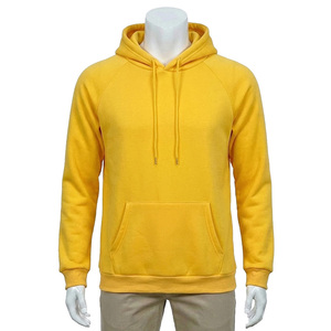 Men's Solid <b>Yellow</b> Hooded Fleece Pullover Regular Fit Casual <b>Hoodie</b> Autumn Style 100% Polyester Anti-Shrink Zipper - Product Image 1