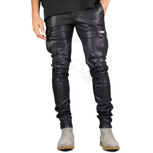 Pantalones de cuero auténtico, estilo pantalón, resistentes al viento, duraderos, de corte ajustado, a la moda, para uso en invierno y suministro al por mayor. - Product Image 6