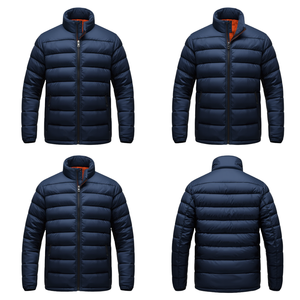 Custom Unisex Hooded Breathable Lightweight Puffer <b>Jacket</b> with Canvas Fabric Premium Quality Winter Outerwear - Product Image 1