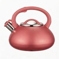 Bouilloire sifflante de cuisine en acier inoxydable 3L avec couvercle et bouton en nylon colorés