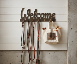 Premium Welcome Design Wall <b>Hooks</b> Copper Plated Metal With 5 <b>Hooks</b> Rustic Style For Home Storage Decoration - Product Image 3