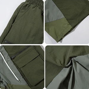 Black Charcoal Gray <b>Cargo</b> <b>Shorts</b> Zip Pockets Elastic Waist <b>Long</b> Drawstring Custom Logo Streetwear OEM Clothing Casual <b>Shorts</b> - Product Image 6