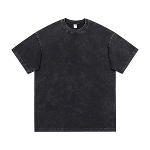 Camiseta de hombre Stone Wash de algodón vintage, corte relajado, peso pesado, estilo casual, para uso diario y streetwear, suave - Product Image 5