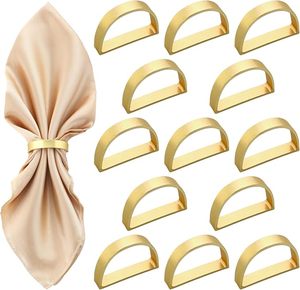 Porte-serviettes de luxe en métal doré mat avec anneau en D, anti-roulement, à fond plat, pour restaurants haut de gamme et fêtes de Noël - Product Image 3