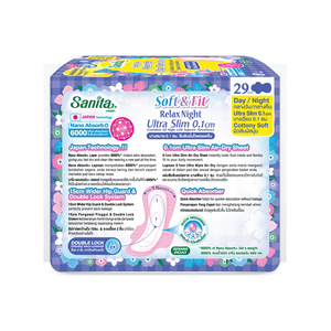 Sanita Soft Fit RelaxNight Ultra Slim 0.1cm, Toallas Nocturnas para Flujo Abundante, 29cm con Alas, Suaves como la Algodón, 8 Unidades - Product Image 2