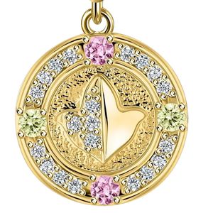 Boucles d'oreilles pendantes en cristal rond or rose vert avec motif feuille en relief et détail pierre scintillante, bijoux fantaisie pour femme - Product Image 5