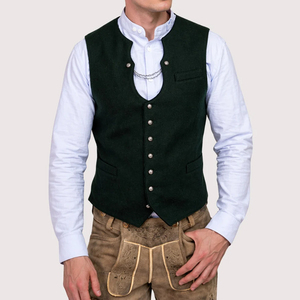 Gilet bavarois pour homme, style Oktoberfest, décontracté et élégant, réversible, 100% polyester, broderie, respirant, chaud pour l'hiver, costumes fantaisie d'automne - Product Image 5