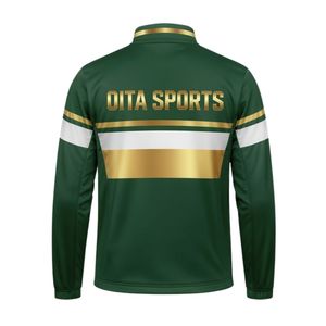 <b>Men</b> Green Gold Hockey Activewear <b>Jacket</b> Polyester Sportswear Team Training Wear Outdoor Game Uniform Performance Athletic <b>Jacket</b> - Product Image 2