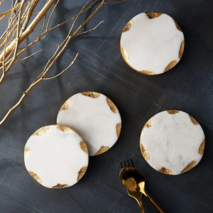 Luxury Marble <b>Drink</b> <b>Coasters</b> with Non Slip Base Table Protection for Coffee Cups and Glasses - Product Image 3
