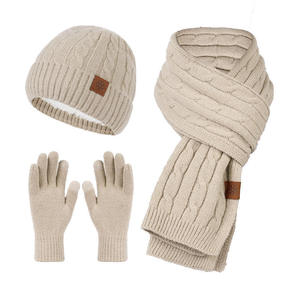 Conjunto de Gorro, Bufanda y Guantes de Invierno, Forrados de Felpa, 100% Algodón, Diseño de Leopardo, Lavados, 3 Piezas, Tejido, Personalizado OEM - Product Image 3