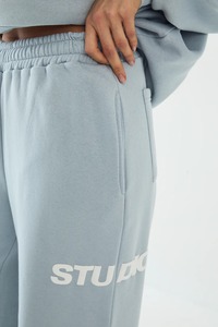Custom logo women's Hooded Tracksuit Set 100% Cotton Casual Loose Fit Full Length <b>Pants</b> With <b>White</b> Logo Print Autumn Wear - Product Image 5