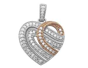 Pendentif Cœur Bicolore Or de Qualité Supérieure, Bijoux de Luxe Moissanite VVS Sertie de Pierres pour Hommes et Femmes, Idéal pour l'Exportation - Product Image 1