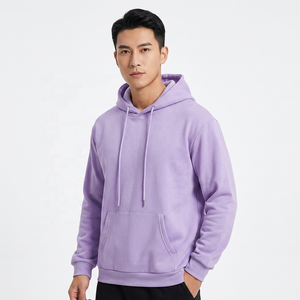 Sudadera con Capucha Extra Grande Unisex, Color Morado Sólido, Felpa Francesa, Diseño Casual con Bolsillos, Ropa de Otoño - Product Image 6