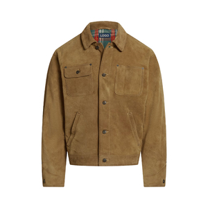 Top Trending Premium <b>Suede</b> <b>Jacket</b> Men Minimal Heritage Blouson OEM Custom Quiet Luxury Winter Fashion Outerwear Reinforced - Product Image 1