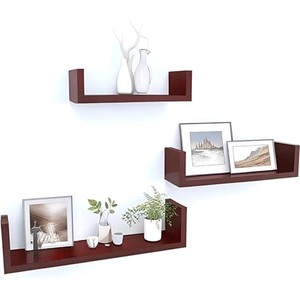 Mango Wood <b>Floating</b> <b>Wall</b> <b>Shelf</b> Set Dark Walnut Finish Wholesale India - Product Image 1