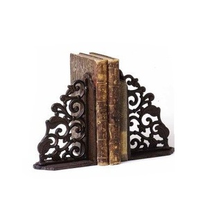 Juego de 2 sujetalibros decorativos de hierro de alta calidad, estilo antiguo, diseño ornamentado, soportes para libros de metal vintage en oferta. - Product Image 1