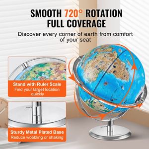 Interattivo AR globo del mondo per i bambini 10 In/254mm educativo Golden Globe LED di illuminazione notturna 720 ° stelo di rotazione giocattolo compatibile - Product Image 6