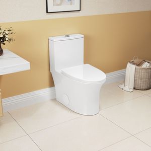 WC Monoblocco a Pavimento Comfort Height 1.1/1.6 GPF, Certificato WaterSense, Approvato CUPC, in Ceramica Bianca - Product Image 1