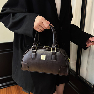 Wholesale Simple Women's Casual Soft Handbag – Portable Genuine Leather Vintage <b>Bowling</b> Bag - Product Image 3
