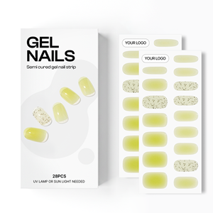 Ongles en gel semi-durcis press-on de qualité salon 100 % authentique, 28 pièces, crème citron, UUUUU UGN012, végétaliens et sans cruauté, coréens - Product Image 1